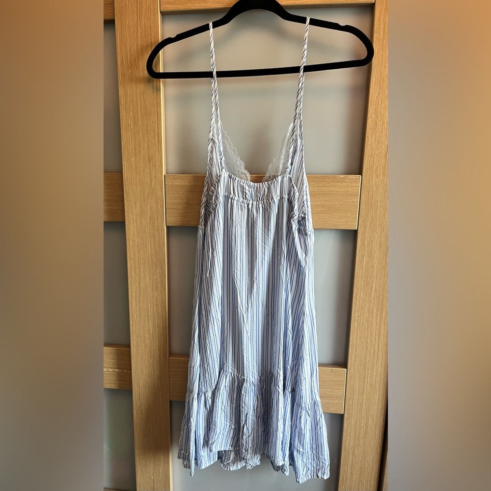 NWT Blue and White Striped Lace Slip Dress / Night Gown / Flowy Dress - Picture 6 of 7